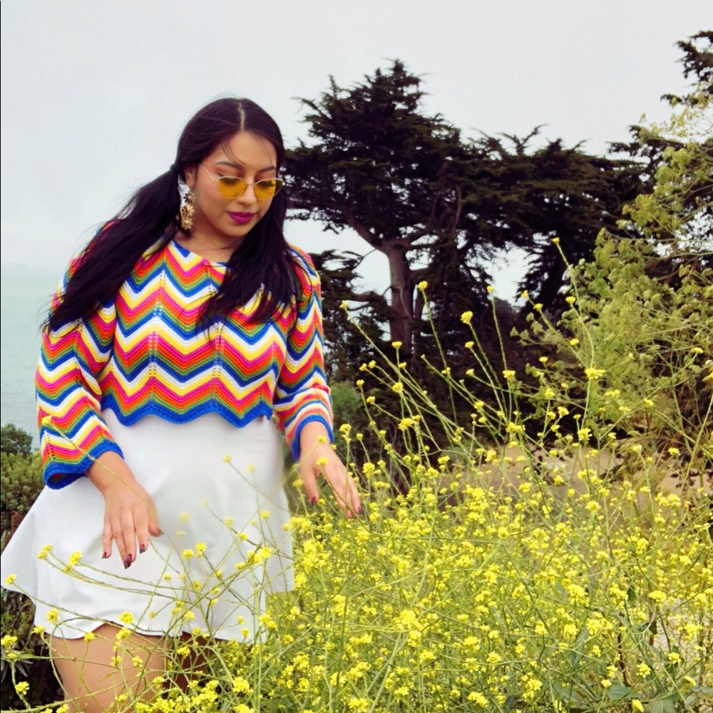 Multicolored crop top sweater